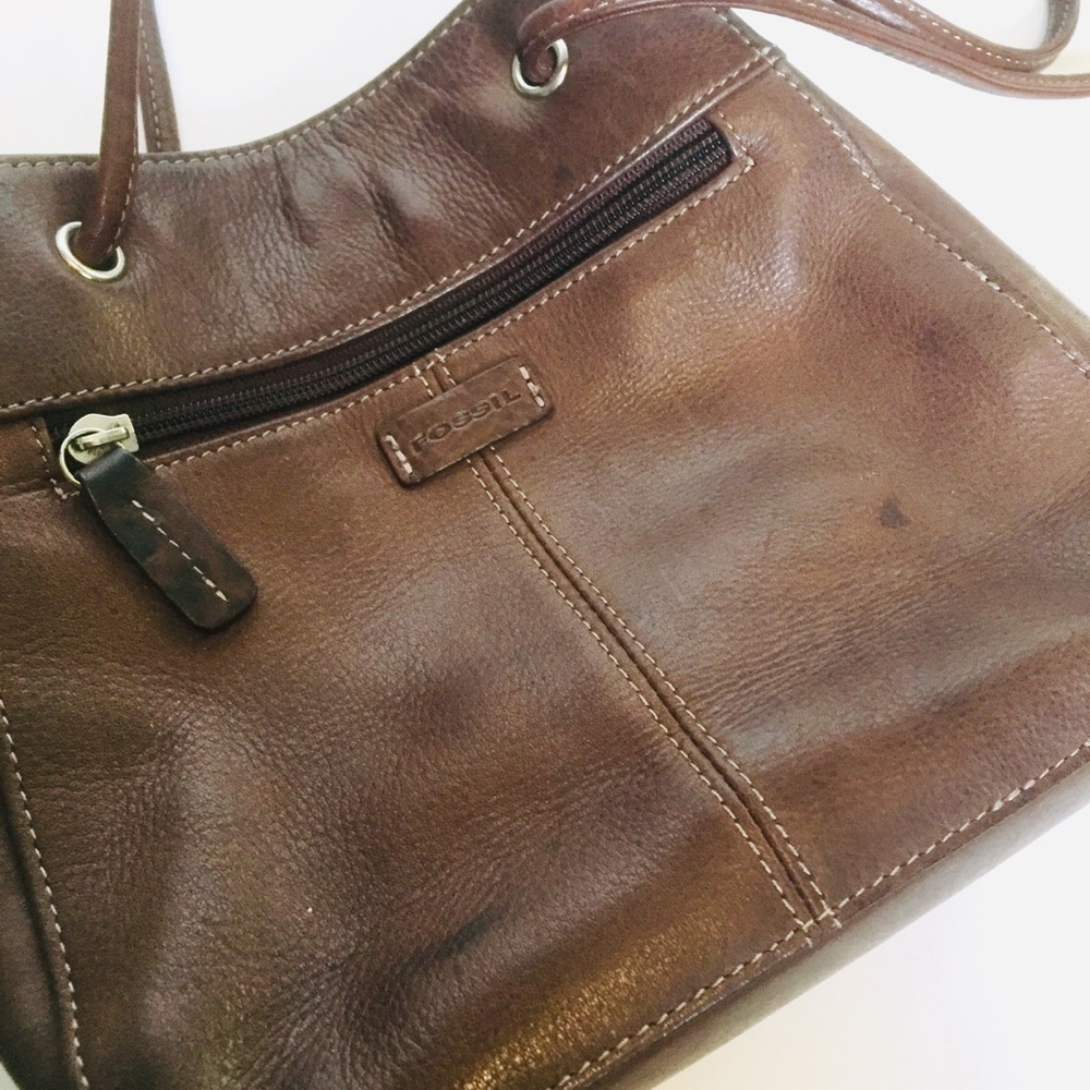 Fossil brown leather bag